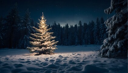 Fototapeta na wymiar Christmas tree in the snow