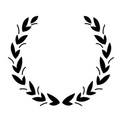 Fototapeta na wymiar Vintage laurel wreath. Black silhouette circular sign depicting award achievement heraldry, nobility, emblem. Laurel wreath award, winning, prize or victory