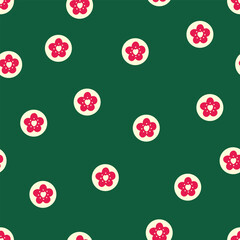 Cute green floral seamless pattern with spring flower. Polka dot vintage flowers illustration. Template for fashion prints. - 776156229