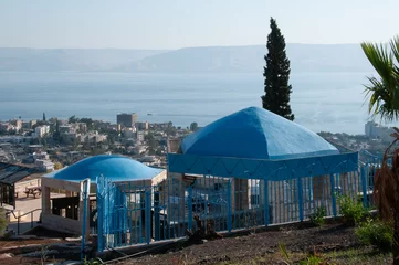 Fotobehang Modern day site of the Tomb of Rabbi Akiva, a leading Jewish scholar of the Talmudic era, on a hillside in Tiberias, above the Sea of Galilee in northern Israel. © Yehoshua Halevi