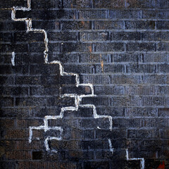 Dark Painted Brick Wall Grunge Texture with White Cracks