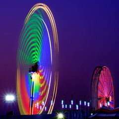 Rides at Fair or Carnival at Night