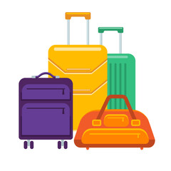 lastic, metal suitcases, bags for luggage. Travel suitcases with wheels, travel bag,  trip baggage 