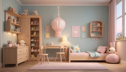Children's bedrooms happy with natural wooden furniture 10