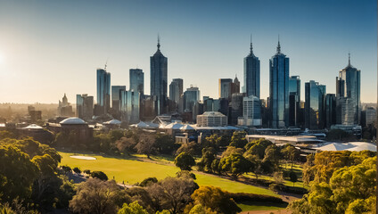 Naklejka premium Magnificent panorama of Melbourne Australia popular