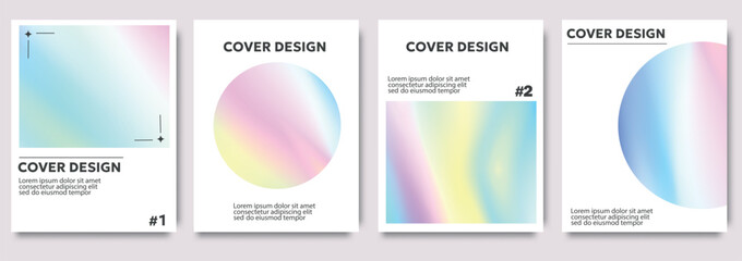 Abstract holographic cover template. Creative covers or horizontal posters in modern minimal style for corporate identity, branding, social media advertising, promo.