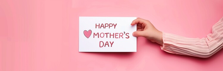 hands holding a piece of paper with "happy Mother's Day" written on it