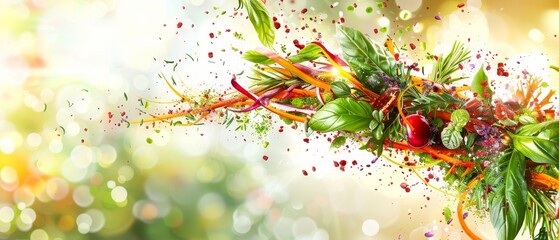   A tight shot of assorted veggies, adorned with red and green specks, against a softly blurred backdrop