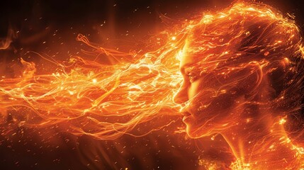  a close-up view, orange and yellow flames erupting