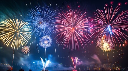 Fototapeta premium Beachside Independence Day Fireworks