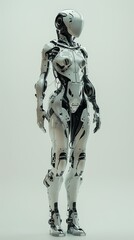 Female biomechanical cyberpunk, cybernetics, porcelain white skin, human-machine fusion. Generated AI. 