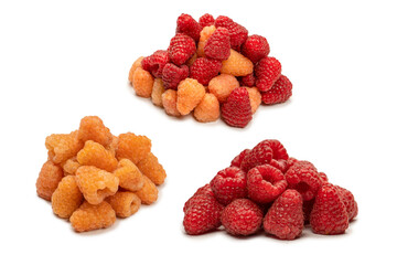 Tasty raspberries isolated on  white background.