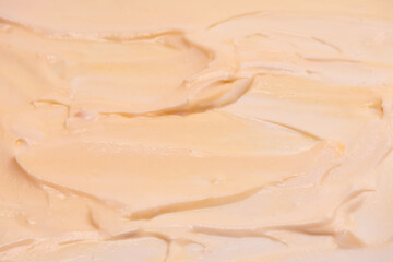 White whipped cream texture. Top view.