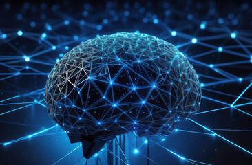 Wired brain illustration is the next step towards artificial intelligence. Artificial intelligence brain animation. Futuristic human brain interface concept. AI Digital background