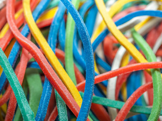 Detail of colorful rubber bands. Abstract background.
