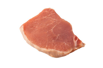 Raw pork pieces isolated on a white background.