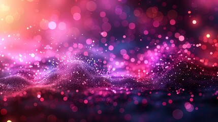   A pink and purple background with a blur effect, featuring numerous tiny dots scattered atop it - obrazy, fototapety, plakaty