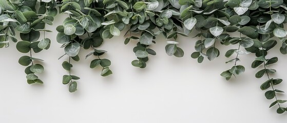   A tight shot of verdant leaves against a pristine white backdrop, ideal for superimposing text or an image