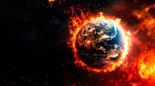 Planet Earth On Fire, Scorched Earth: A Harrowing Glimpse into the Apocalypse Through Stunning Conceptual AI Art.