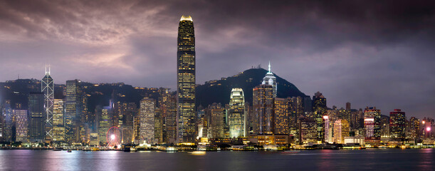 China, Hong Kong, Island panorama dusk