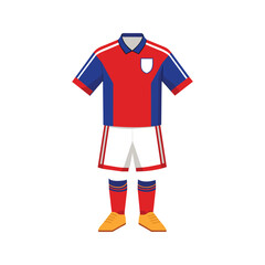Realistic soccer uniform on white background