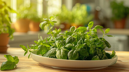 a bunch of thyme, basil, oregano on a plate
