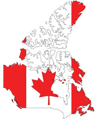 Outline of the map of Canada with regions