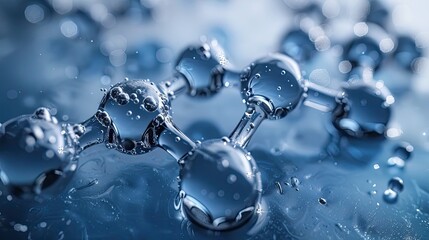 Abstract representation of a water molecule, connecting the concept of hydration to its scientific basis, solid color background, 4k, ultra hd