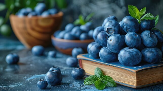 Academic achievement space with a study timetable, educational encouragement quotes, and brain-boosting blueberries, solid color background, 4k, ultra hd