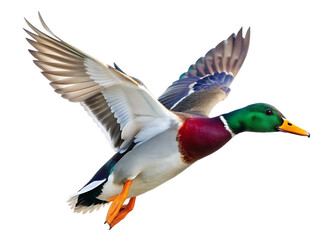 Obraz premium arafed duck flying in the air with its wings spread