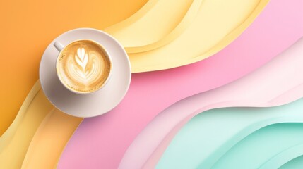 Abstract background with Coffee with heart shape latte art.