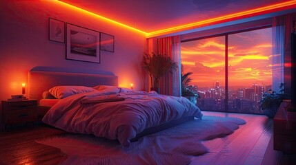 Quiet, subdued sleep sanctuary with gentle, warm undertones and a comforting nightlight, solid color background, 4k, ultra hd