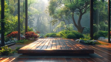 Tranquil meditation space in a forest clearing, bathed in soft sunlight, solid color background, 4k, ultra hd