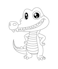 Crocodile Coloring Book Page For Kids