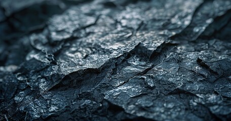 professional photography, macro photography The surface of the rock is fractured and has sharp edges . the background is blurred. front view
