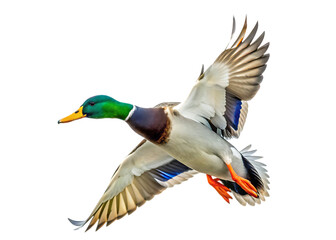 Obraz premium arafed duck flying in the air with its wings spread