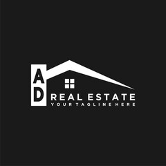 AD Initials Vektor Stok Real Estate Logo Design