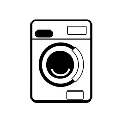 Simple washing machine isolated black icon.