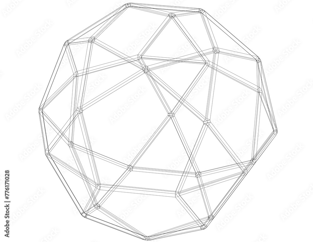 Poster wireframe shape pentagonal orthobirotunda 3d print model