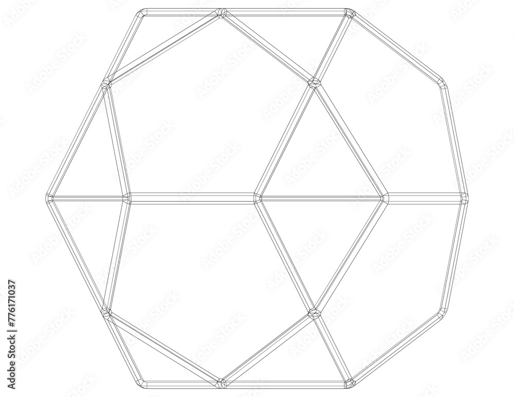 Poster wireframe shape pentagonal orthobirotunda 3d print model