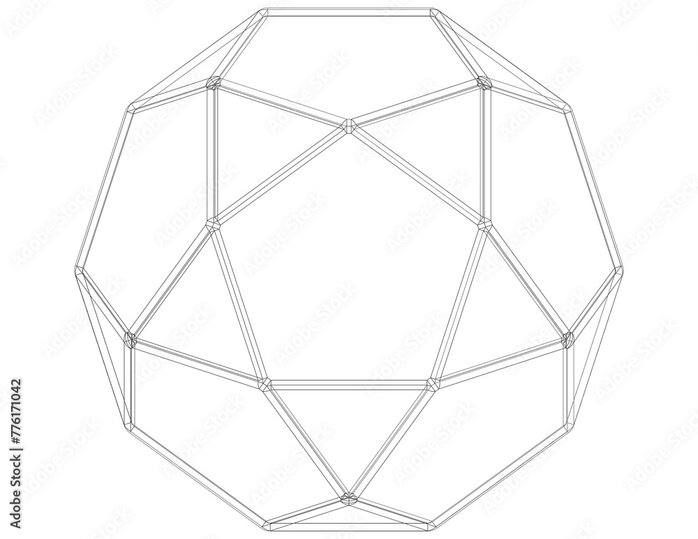 Poster wireframe shape pentagonal orthobirotunda 3d print model