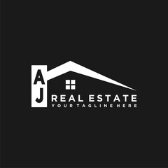 AJ Initials Vektor Stok Real Estate Logo Design