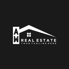 AW Initials Vektor Stok Real Estate Logo Design - obrazy, fototapety, plakaty
