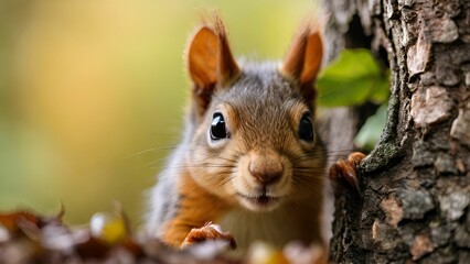 Close up of a squirrel on the tree