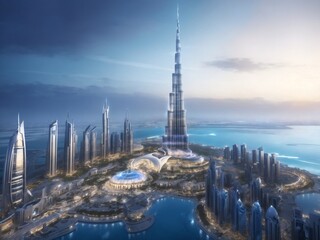 "Ethereal Elevation: Hyper-Realistic Cinematography of Burj Khalifa's Nocturnal Dominance"