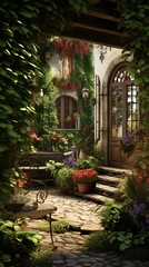 Fototapeta na wymiar italian house decoration home gardens design interior