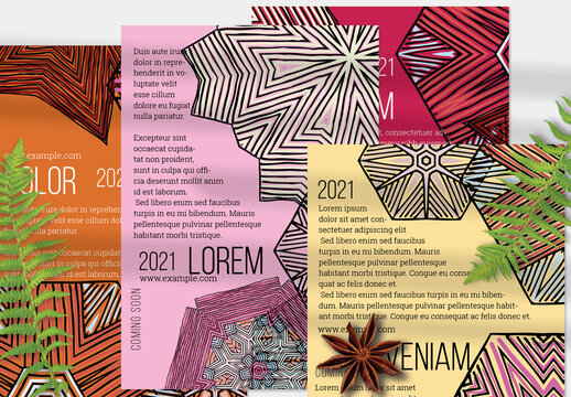 Flyer Layout with Mandala and Ethnic Tribal Lace Flower Elements