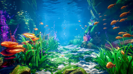 Obraz premium Enchanted underwater seascape with colorful fish