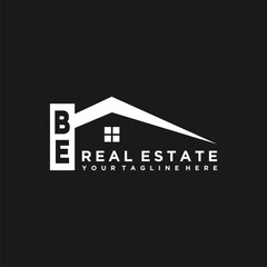 BE Initials Vektor Stok Real Estate Logo Design - obrazy, fototapety, plakaty