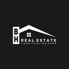 BH Initials Vektor Stok Real Estate Logo Design